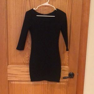 Ribbed black mini dress